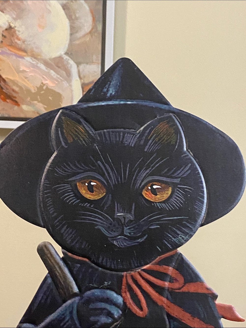 Black Cat Witch Metal Decorative Figurine - Halloween Home Accent